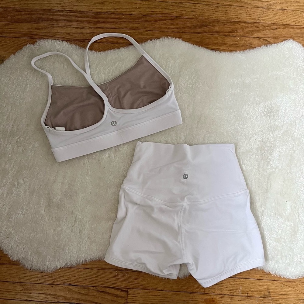 White Lululemon Set: Align short (2) and Flow Y bra (6)